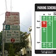 Parking signs and a redesigned version of said signs