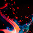 red and blue fire with embers