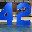 A blue number 42 in honor of Jackie Robinson.