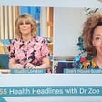 On the left sit two TV presenters, while on the right sits a woman ready to answer questions. Underneath there is a bar saying, “Health Headlines with Dr Zoe”.