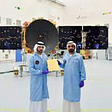 Sheikh Mohammed Bin Rashed and Sheikh Hamdan Bin Mohammed at the center overseeing the preparations for the Hope Probe mission to Mars
