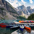 Photograph of canoe dock at Lake Louise, Alberta Canada