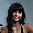 Jameela Jamil, who plays Tahani Al-Jamil on the NBC show The Good Place, speaking at Comic Con San Diego.