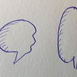 Four hand-drawn speech bubbles with different shapes.