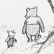 Winnie the Pooh and Piglett walking in the snow