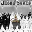 Trump (in color) at a black and white Klan rally.