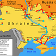 A map showing the Russian invasion of Ukraine