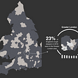 This dossier page displays data on England’s rough sleepers, using a focused map, a copy of it to display the greater London area, and an image layered over the maps.