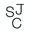 Logo for the Social Justice Curriculum “SJC”. The letters are black on a white background, they are arranged with S and J above with the C below.
