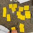 Sticky notes with profile information on each note