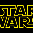 A black background with block letters outlined in yellow and filled with black spelling out “STAR WARS.”