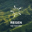 Regen Network logo overlaying rolling green hills