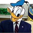 Picture shows the head of Donald Trump swapped with head of Donald Duck