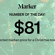“Marker Number of the Day — $81: The expected median price for a Christmas tree in 2020 Bloomberg” text over a Christmas tree