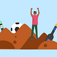 The app’s logo depicting a man standing on top of a landfill.