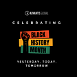 Black history month poster with a logo and a fist.