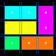 A 3-column/3-row grid with designated grid-areas per div, with a Firefox grid overlay. See Figure 1.