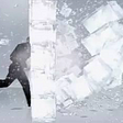 Image of a man running into a wall of ice