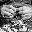 Strong women’s hands, crocheting. Wisdom. Lucinda.