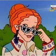 Ms. Frizzle lowering her sunglasses queerly