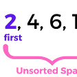 In this example, the numbers in the unsorted space consist of 2, 4, 6, 1, 3. The number in the sorted space is 5.