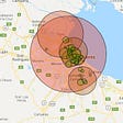 Map with neighborhood viral  footprint average