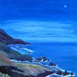 An oil painting of the Big Sur coastline in California.
