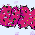 Badly drawn “UX” letters looking like a virus molecule