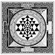 Sri Yantra geometrical figure in black and white