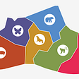 SVG map based on the St. Louis Zoo with six distinct zones