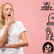 Photo of a white woman who is tired of the race agenda. The woman is yawning, with her eyes closed. In front of her are various graphics indicating the oppression of black people and people of colour