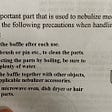 Excerpt from nebulizer instruction booklet that explains how to handle the baffle.