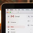 Gmail inbox on a screen.
