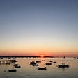 Sun sets on Nantucket Harbor: photo Wesley Price