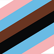 An edited version of the trans pride flag, with black and brown lines added to represent trans & non-binary people of colour.