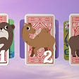 Three tarot and oracle pick a card piles with animals on them