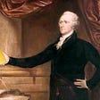 Alexander Hamilton holding a mobile phone