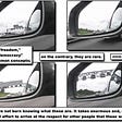 Highway scenes, reflected in four car rear-view mirror images, are stacked in a square. James Baldwin is quoted: “Words like ‘freedom,’ ‘justice,’ ‘democracy’ are not common concepts; on the contrary, they are rare,” James Baldwin said. “People are not born knowing what these are. It take enormous and, above all, individual effort to arrive at the respect for other people that these words imply.” Image Credit: “WIND SCREEN  Episode 1: James Baldwin said” by Mister Higgs. Creative Commons.
