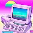 A computer from the 90s in the style of vaporwave created by DALL・E