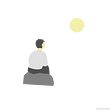 a man looking up towards the moon
