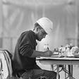 male construction worker, writing
