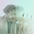 a man screaming into a phone