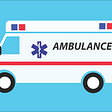 A cartoon profile of an ambulance.