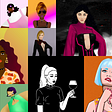 A collage of female NFT avatars