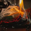 Burning dollar bills