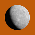 The planet Mercury on orange background.
