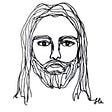 One-line drawing of Jesus face