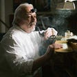 Photograph of Master Watchmaker Philippe Dufour in his workshop