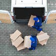 Overhead view of delivery drivers loading a truck.