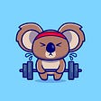koala bear lifting weights.